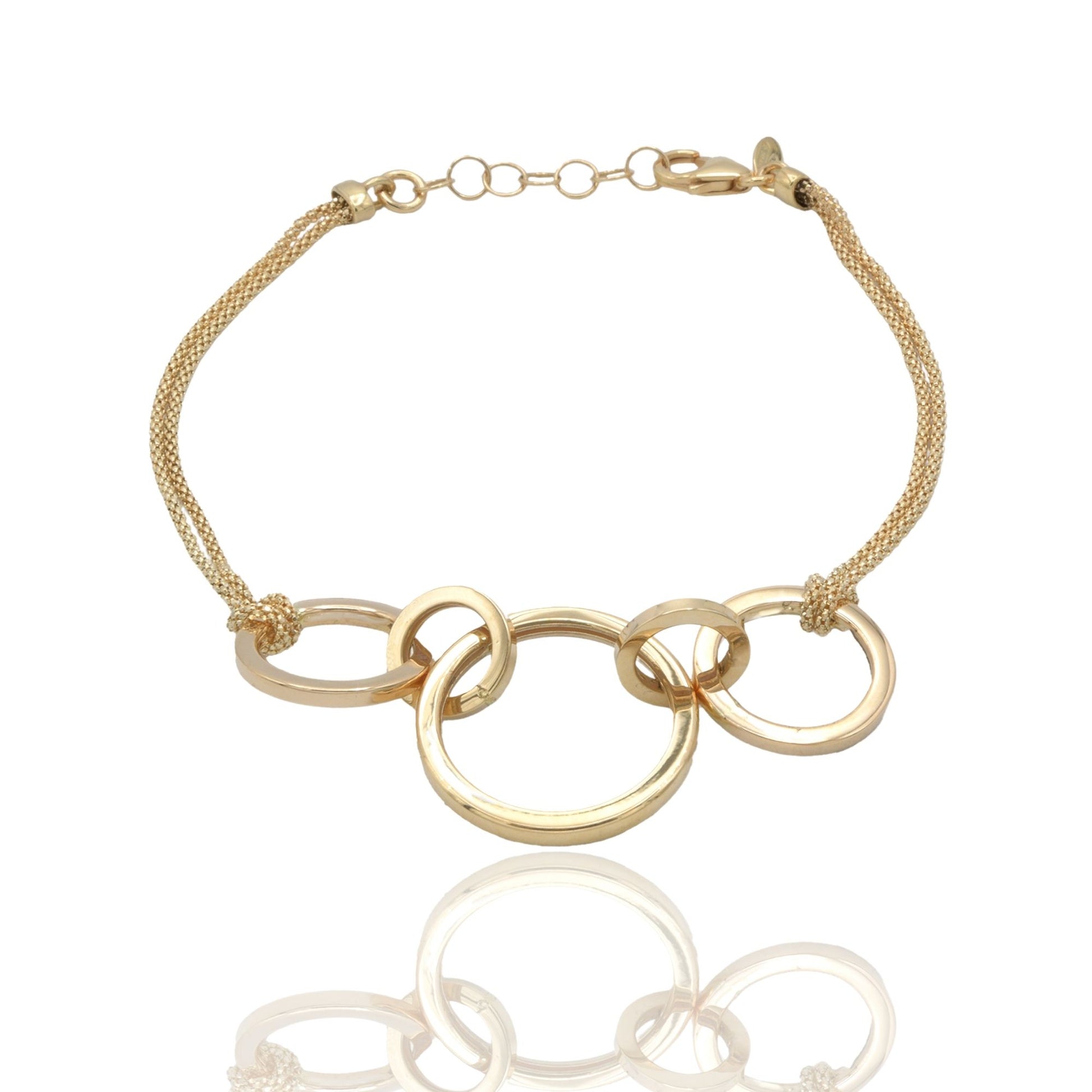 Bracciale Oro Giallo Oro 18 carati Catenina Con Anelli Solo Oro