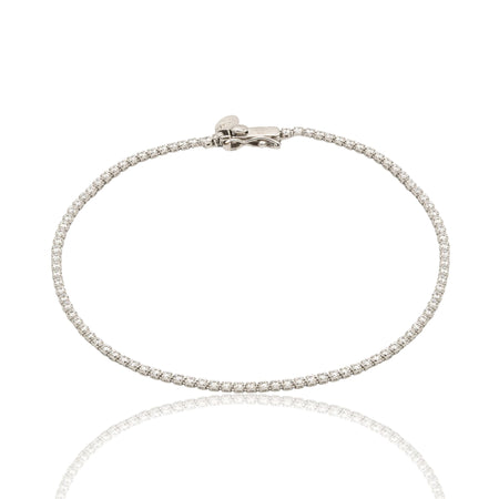 Bracciale Oro Bianco Oro 18 carati Tennis Morbido Zirconi Bianchi cm. 18