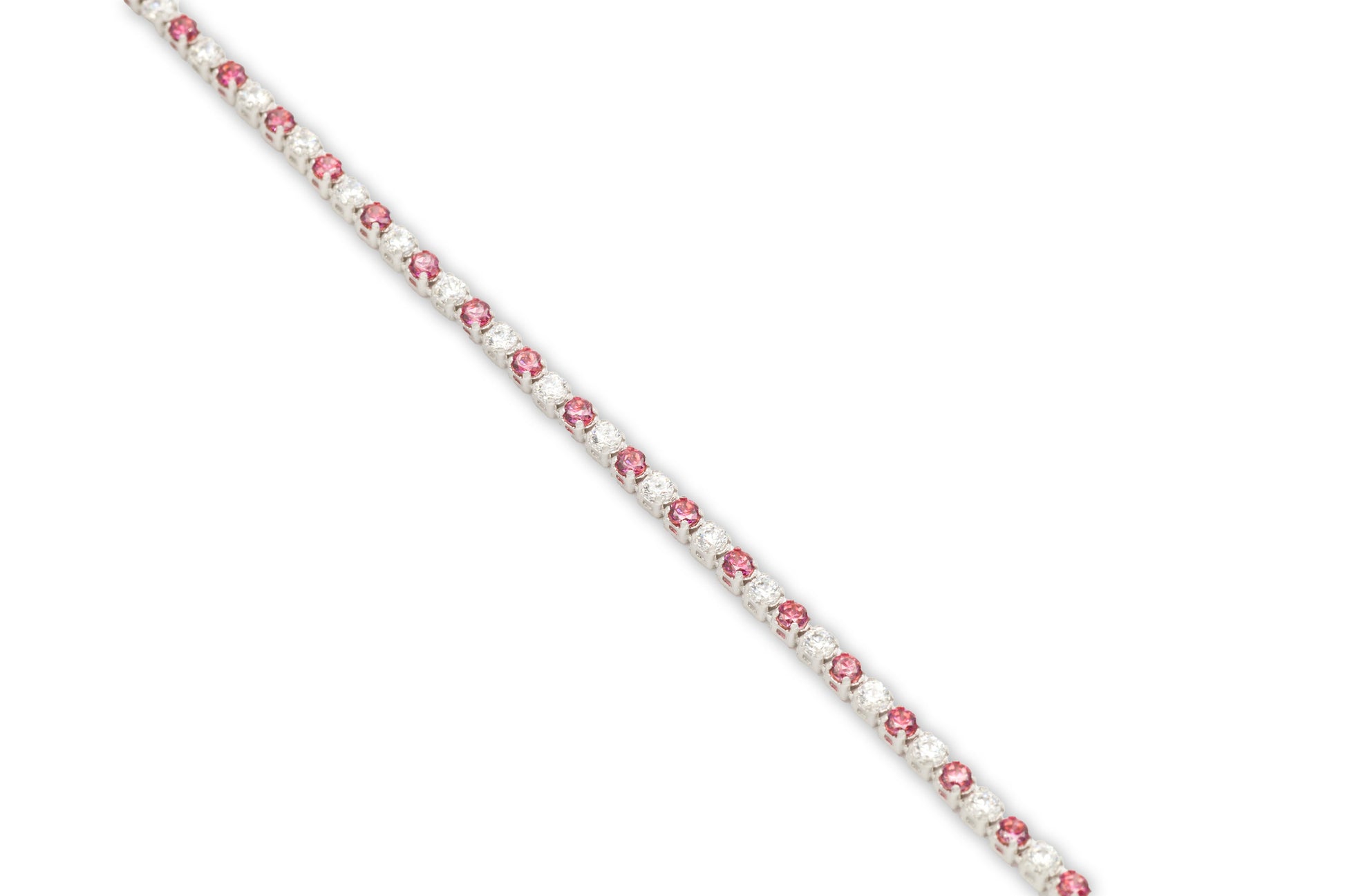 Bracciale Oro Bianco Oro 18 carati Tennis Morbido Zirconi Bianchi, Zirconi rosa 