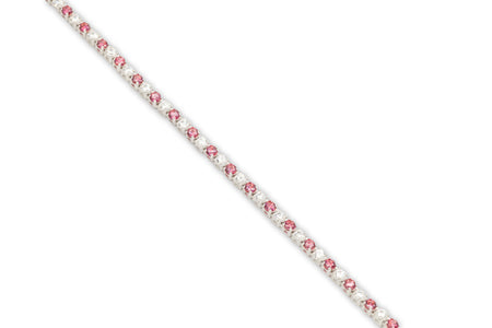 Bracciale Oro Bianco Oro 18 carati Tennis Morbido Zirconi Bianchi, Zirconi rosa 