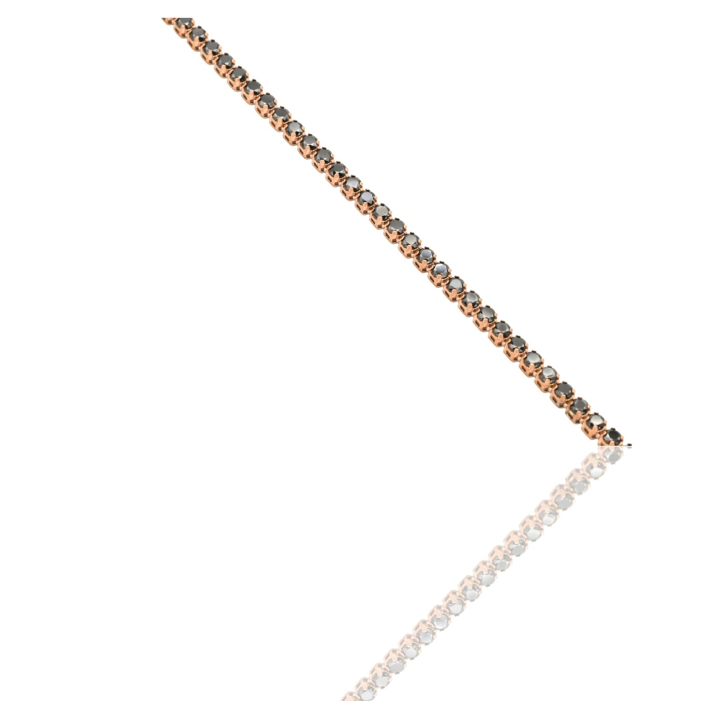 Bracciale Oro Rosa Oro 18 carati Tennis morbido Zirconi Neri lunghezza 18cm spessore mm 2