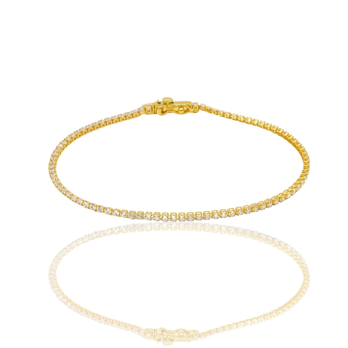 Bracciale Oro Giallo Oro 18 carati Tennis morbido Zirconi Bianchi lunghezza 19cm spessore mm 1,5