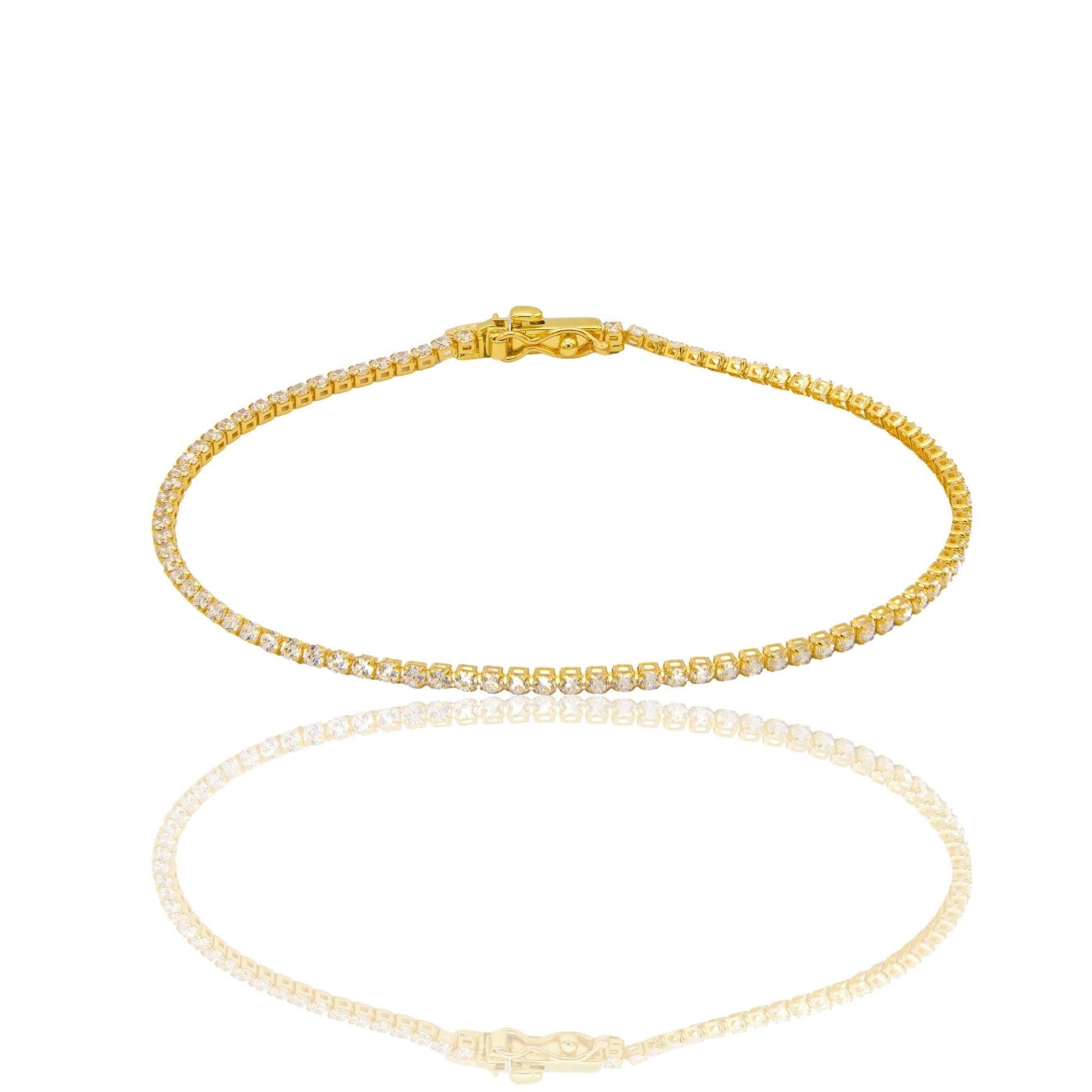 Bracciale Oro Giallo Oro 18 carati Tennis morbido Zirconi Bianchi lunghezza 19cm spessore mm 1,5