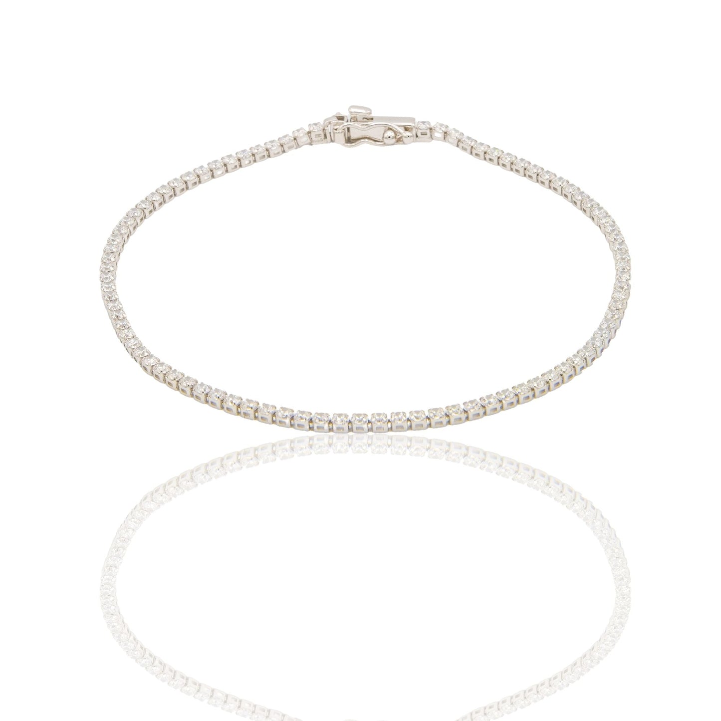 Bracciale Oro Bianco Oro 18 carati Tennis morbido Zirconi Bianchi lunghezza 19cm spessore mm 1,7
