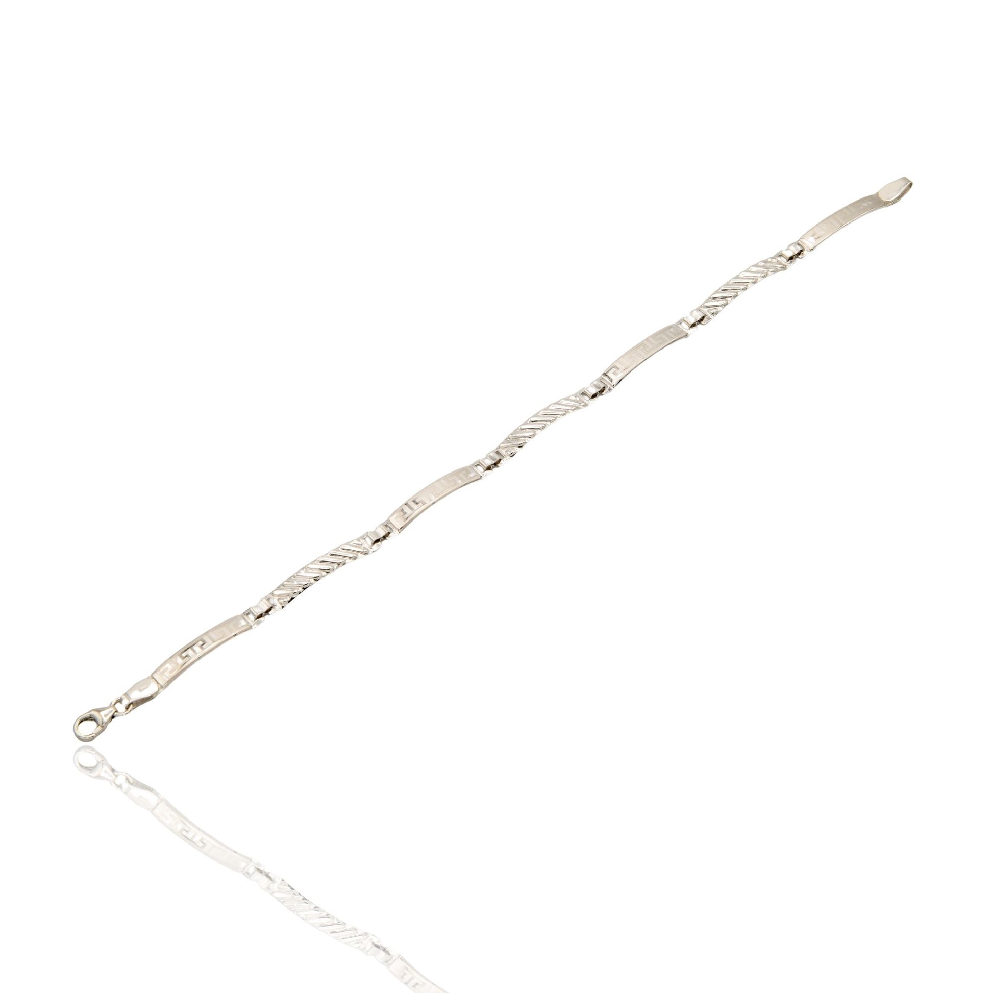 Bracciale Oro Bianco Oro 18 carati Piastre Alternate Solo Oro cm. 19,5