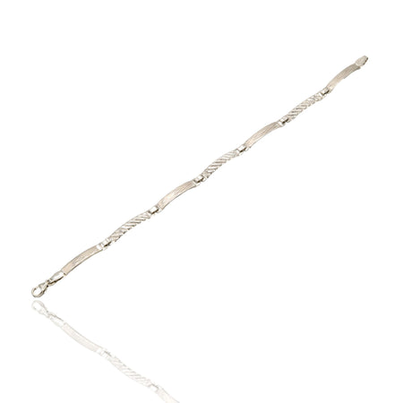 Bracciale Oro Bianco Oro 18 carati Piastre Alternate Solo Oro cm. 19,5