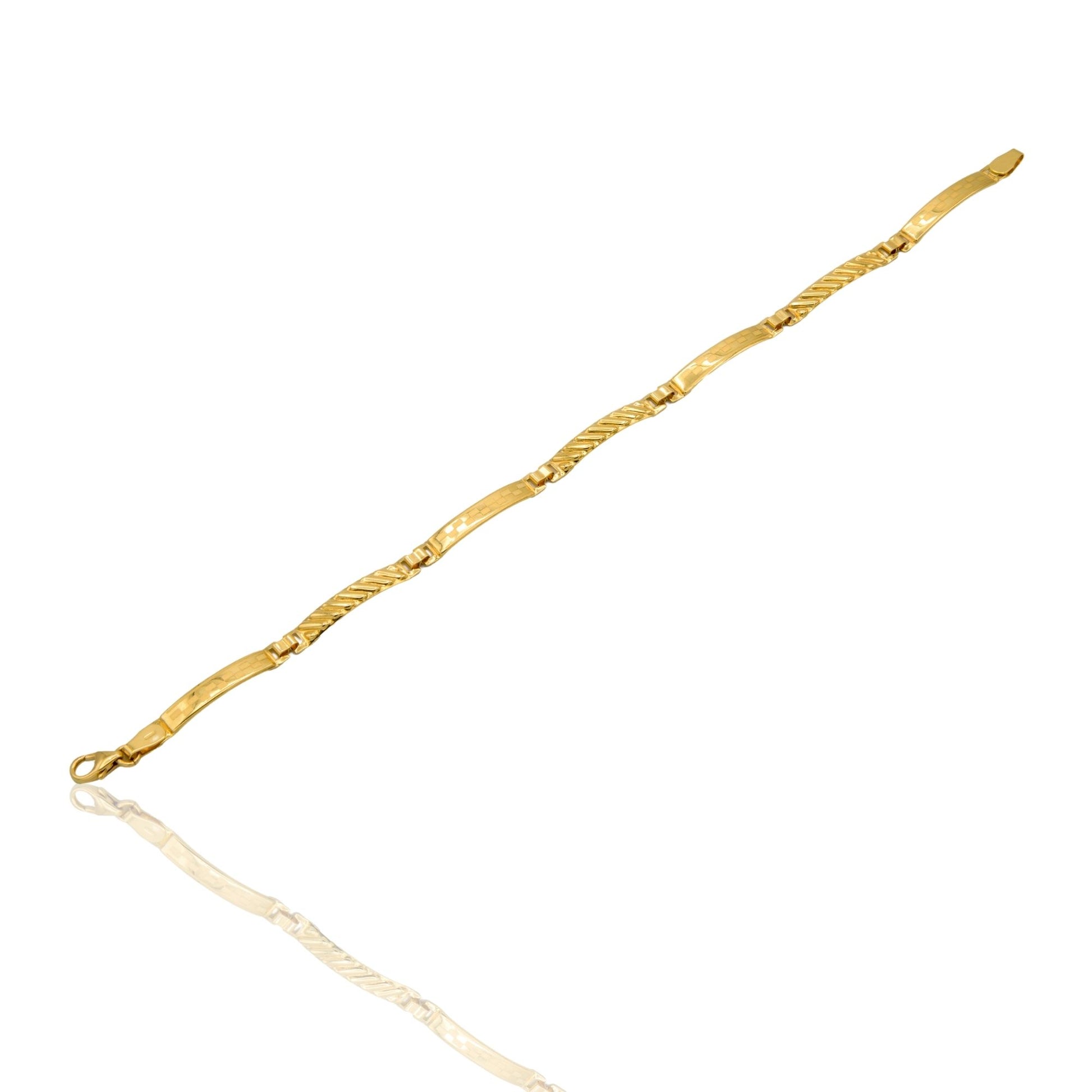 Bracciale Oro Giallo Oro 18 carati Piastre Alternate Solo Oro cm. 19,5