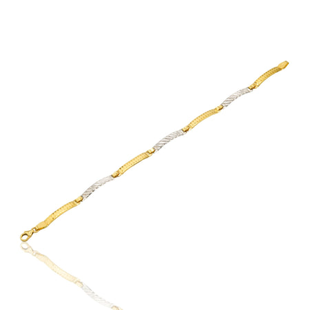 Bracciale Oro Giallo Oro Bianco Oro 18 carati Piastre Alternate Solo Oro cm. 19,5