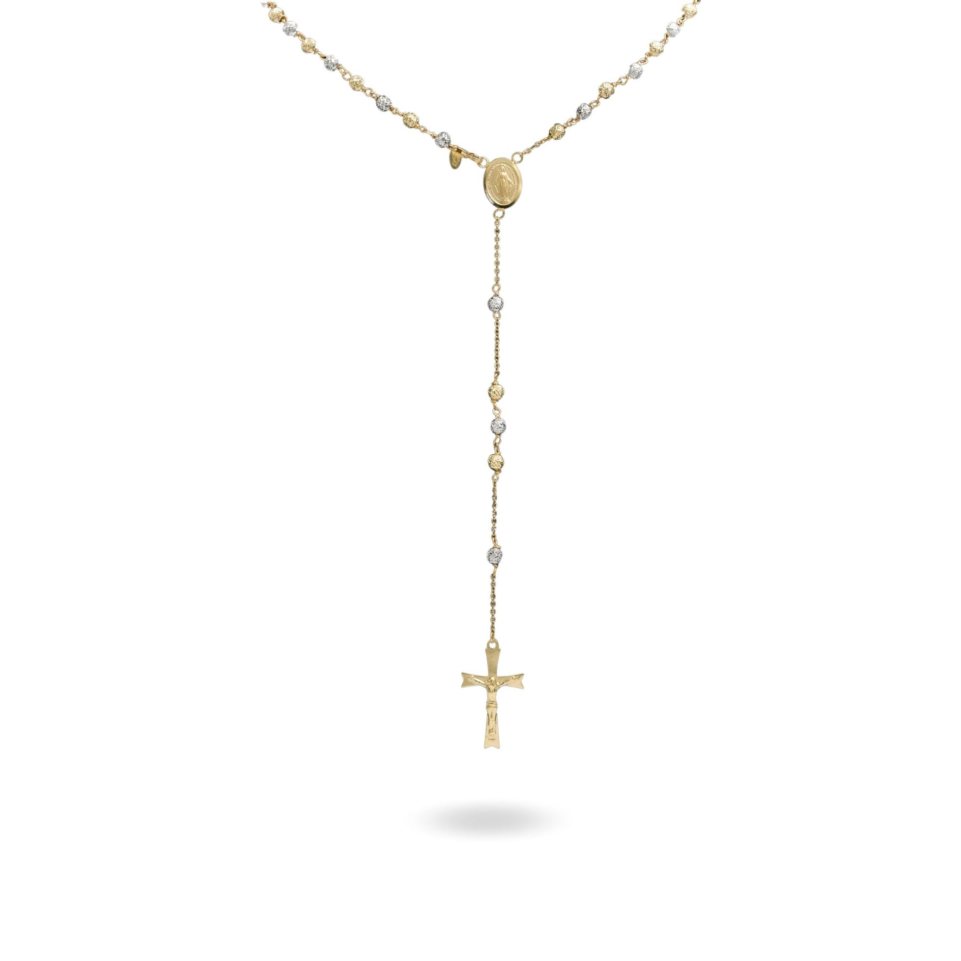 Collana Oro Giallo Oro Bianco Oro 18 carati Rosario Milleluci Solo Oro cm.50 Sfera 4  mm