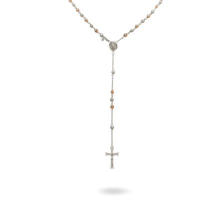 Collana Oro Bianco, Oro Rosa Oro 18 carati Rosario Milleluci Solo Oro cm.50 Sfera 4  mm
