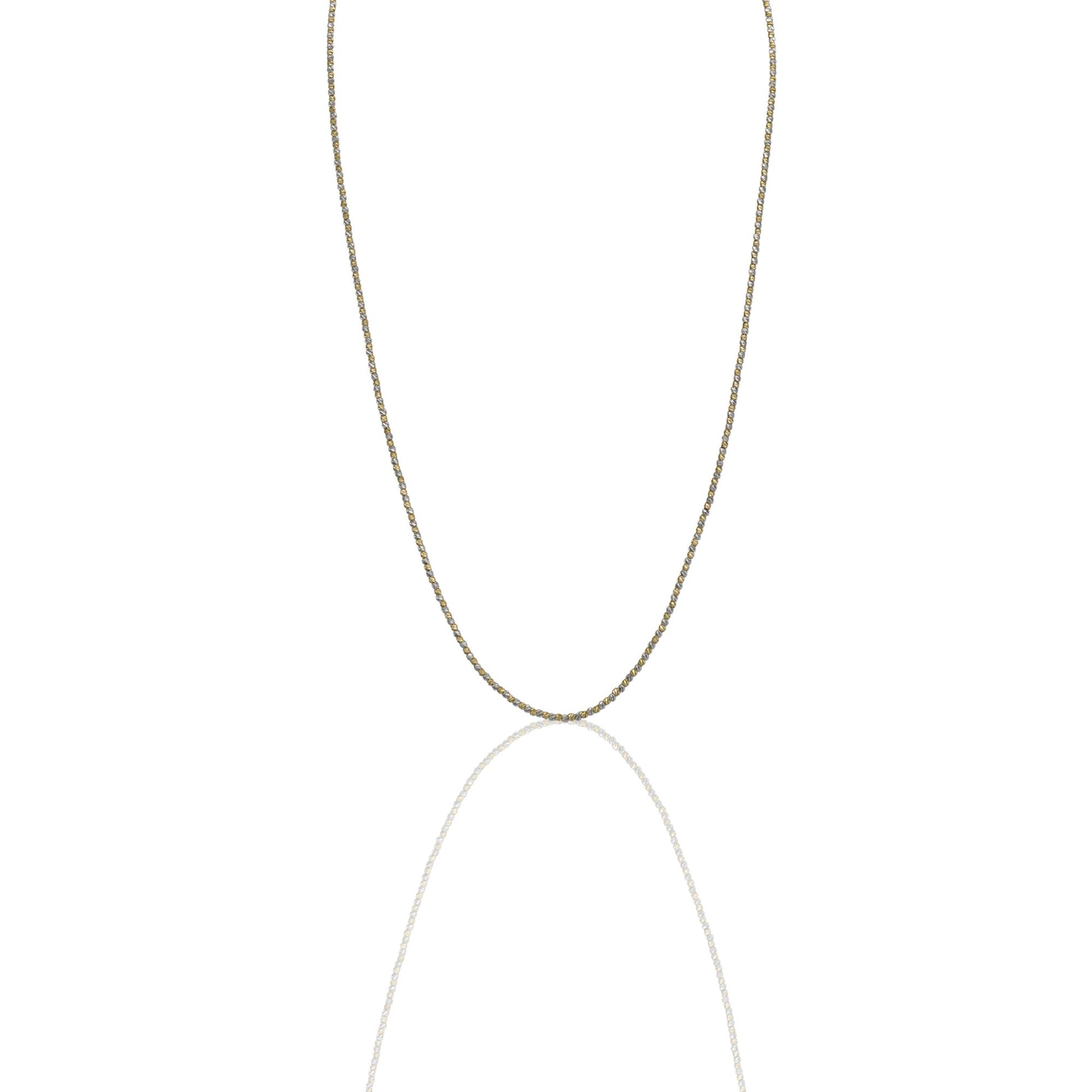 Collana Oro Giallo Oro Bianco Oro 18 carati Girocollo sfere Slash Solo Oro cm.50 Sfera 1,5 mm