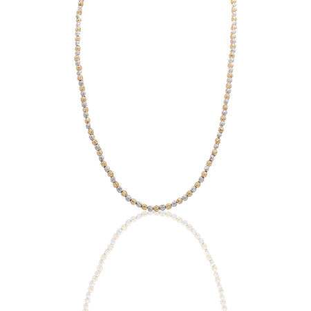 Collana Oro Giallo Oro Bianco Oro 18 carati Girocollo Milleluci Solo Oro cm.50 Sfera 4 mm