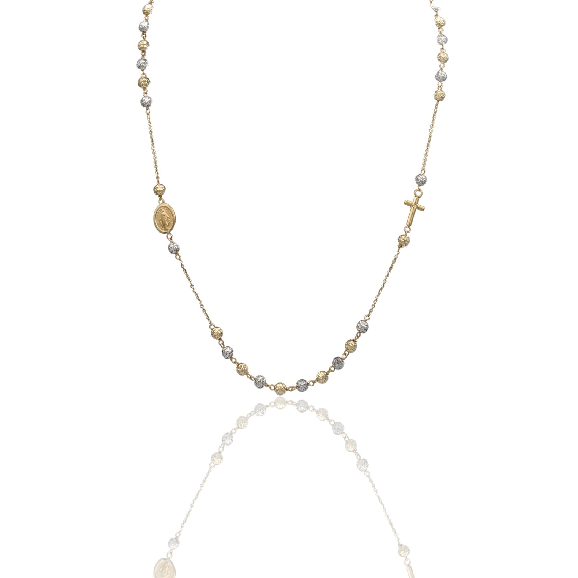 Collana Oro Giallo Oro Bianco Oro 18 carati Rosario Girocollo Solo Oro