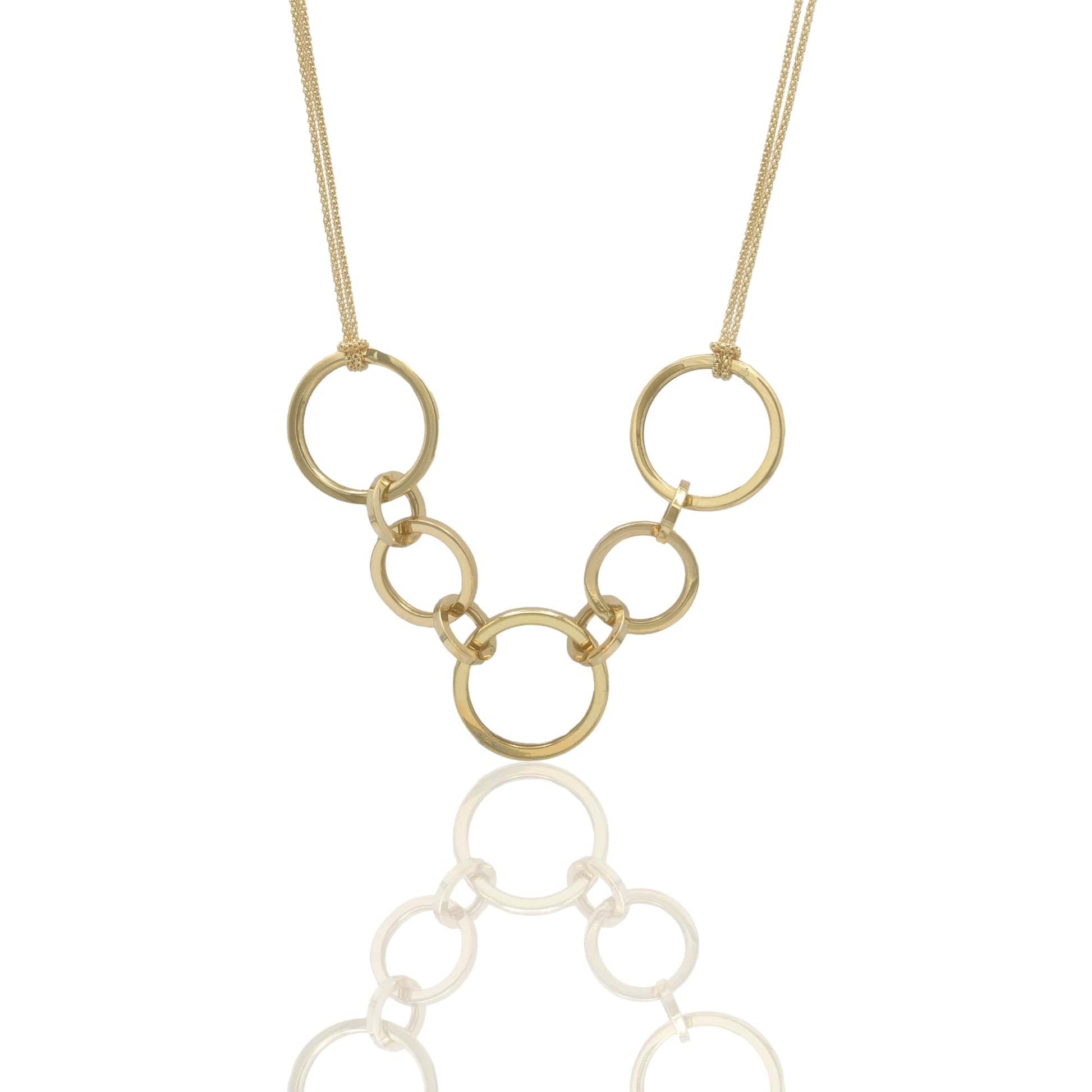 Collana Oro Giallo Oro 18 carati Girocollo 7 Anelli Centrali Solo Oro
