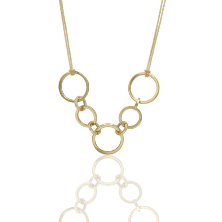Collana Oro Giallo Oro 18 carati Girocollo 7 Anelli Centrali Solo Oro