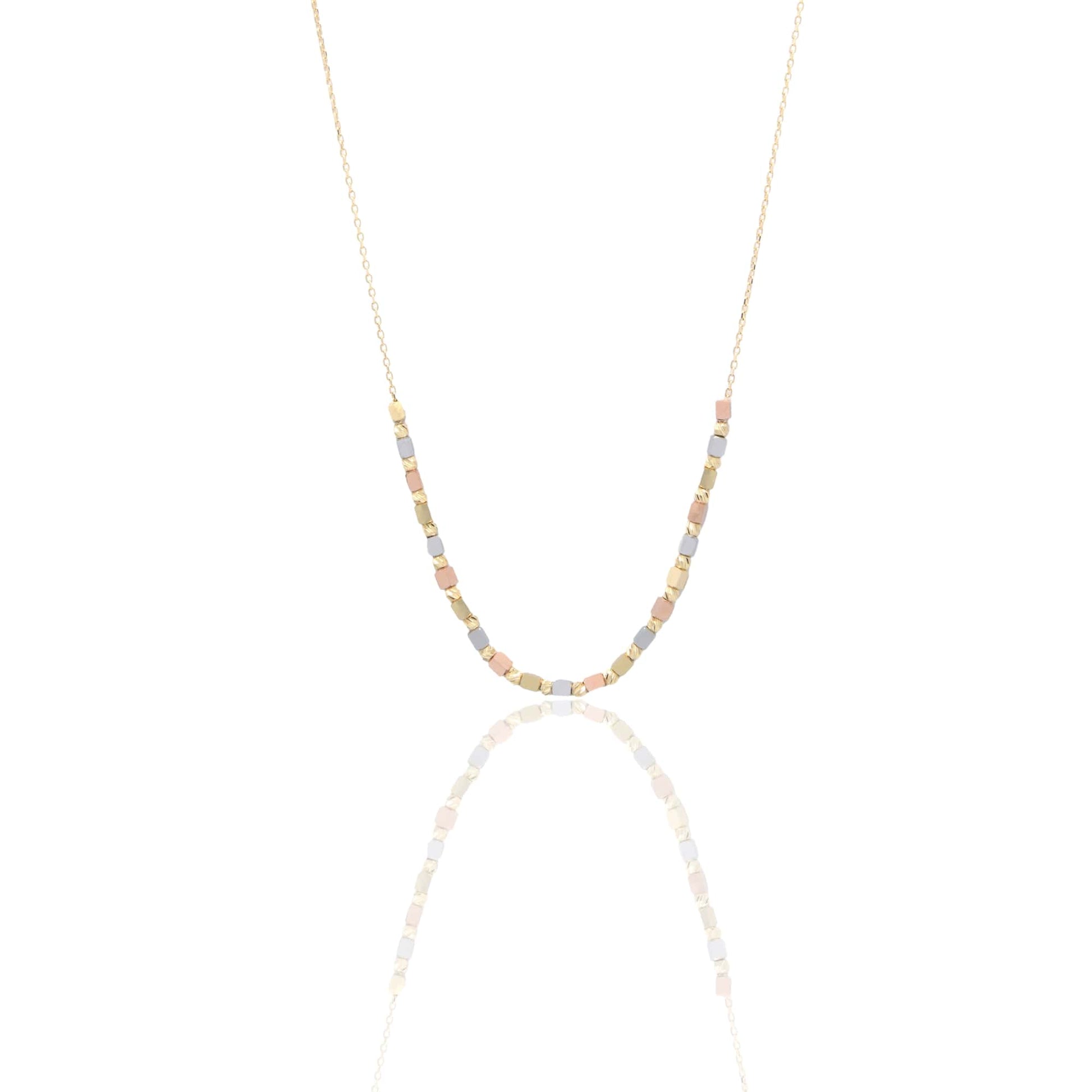 Collana Oro Bianco, Oro Giallo, Oro Rosa Oro 18 carati Girocollo A Sfere Alternate Solo Oro 