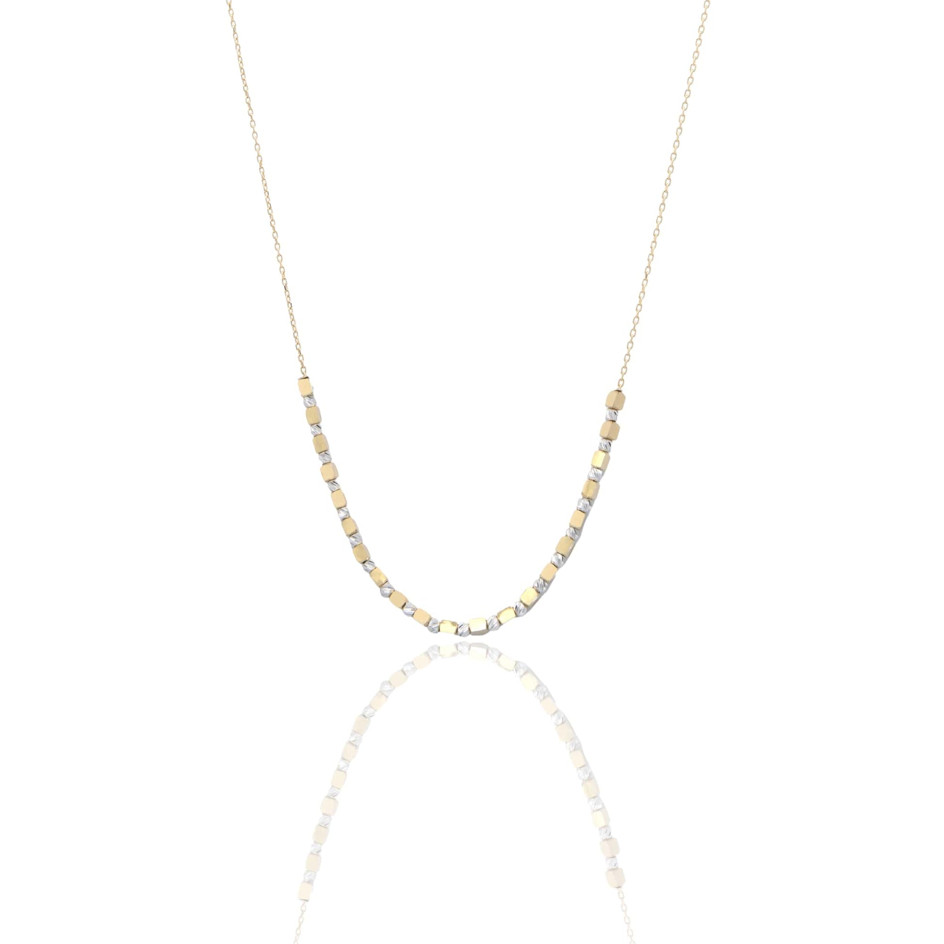 Collana Oro Giallo Oro Bianco Oro 18 carati Girocollo A Sfere Alternate Solo Oro