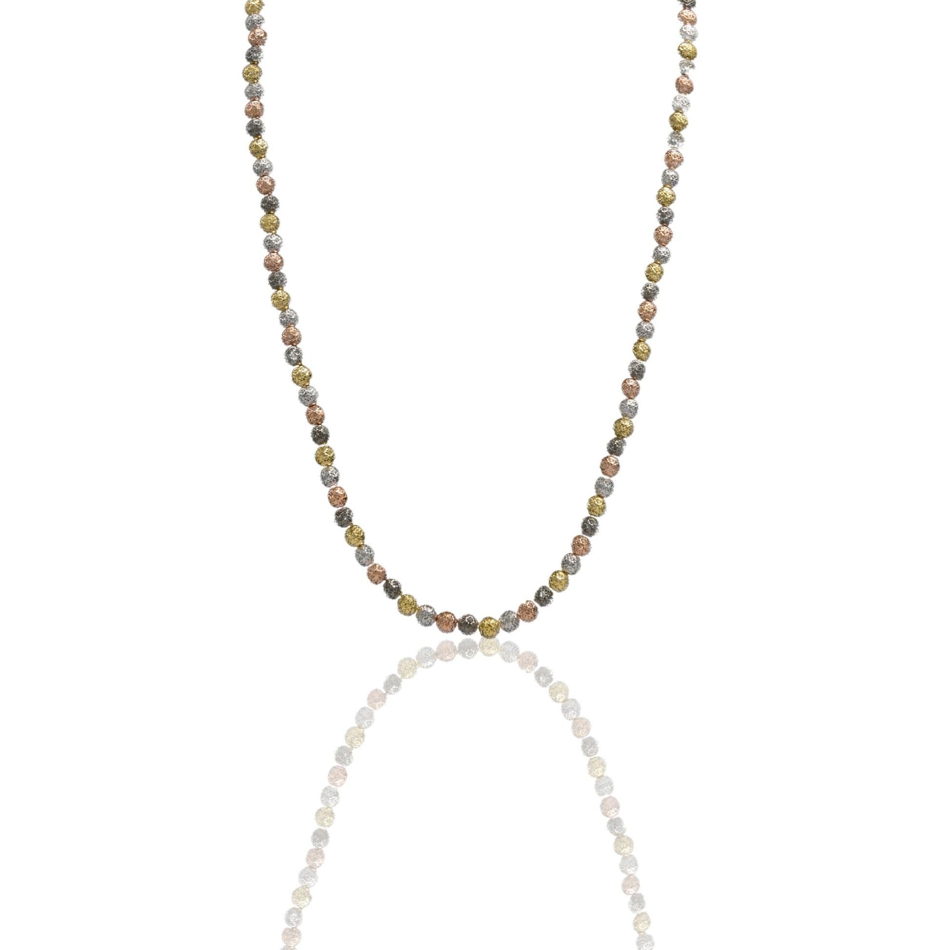 Collana Oro Bianco, Oro Giallo, Oro Rosa, Oro Brunito Oro 18 carati Girocollo Milleluci Solo Oro cm.50 Sfera 4 mm