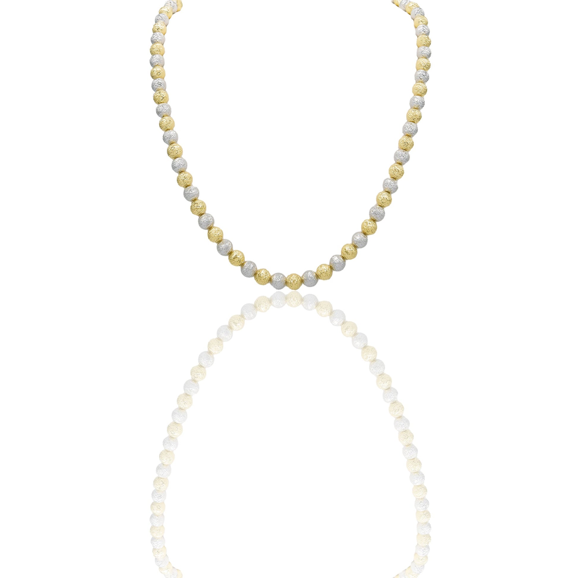 Collana Oro Giallo Oro Bianco Oro 18 carati Milleluci Solo Oro Lunghezza cm.70 sfera mm. 8