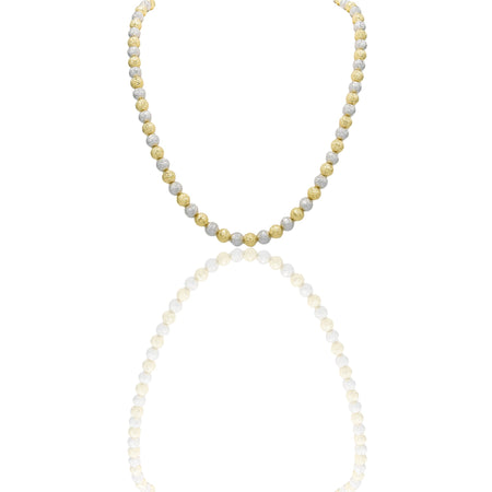 Collana Oro Giallo Oro Bianco Oro 18 carati Milleluci Solo Oro Lunghezza cm.70 sfera mm. 8