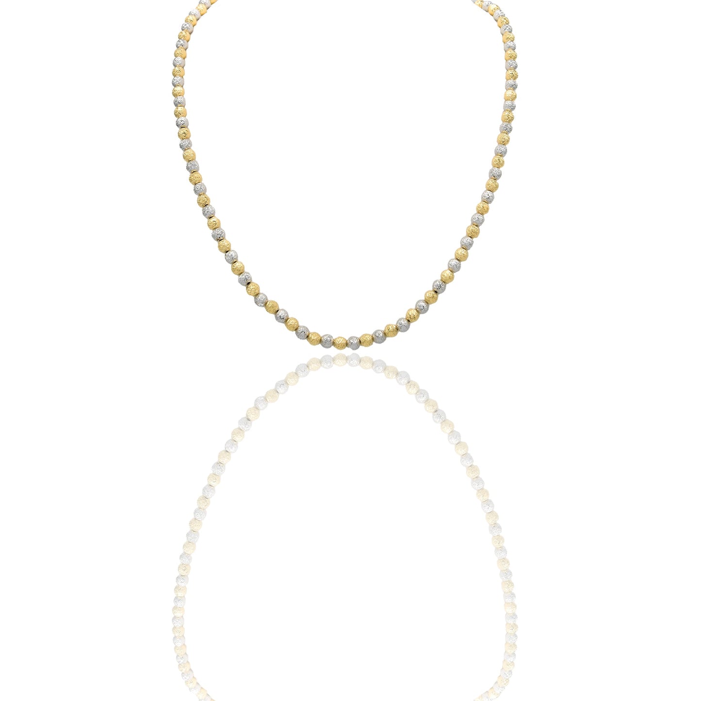 Collana Oro Giallo Oro Bianco Oro 18 carati Milleluci Solo Oro Lunghezza cm.50 sfera mm. 5