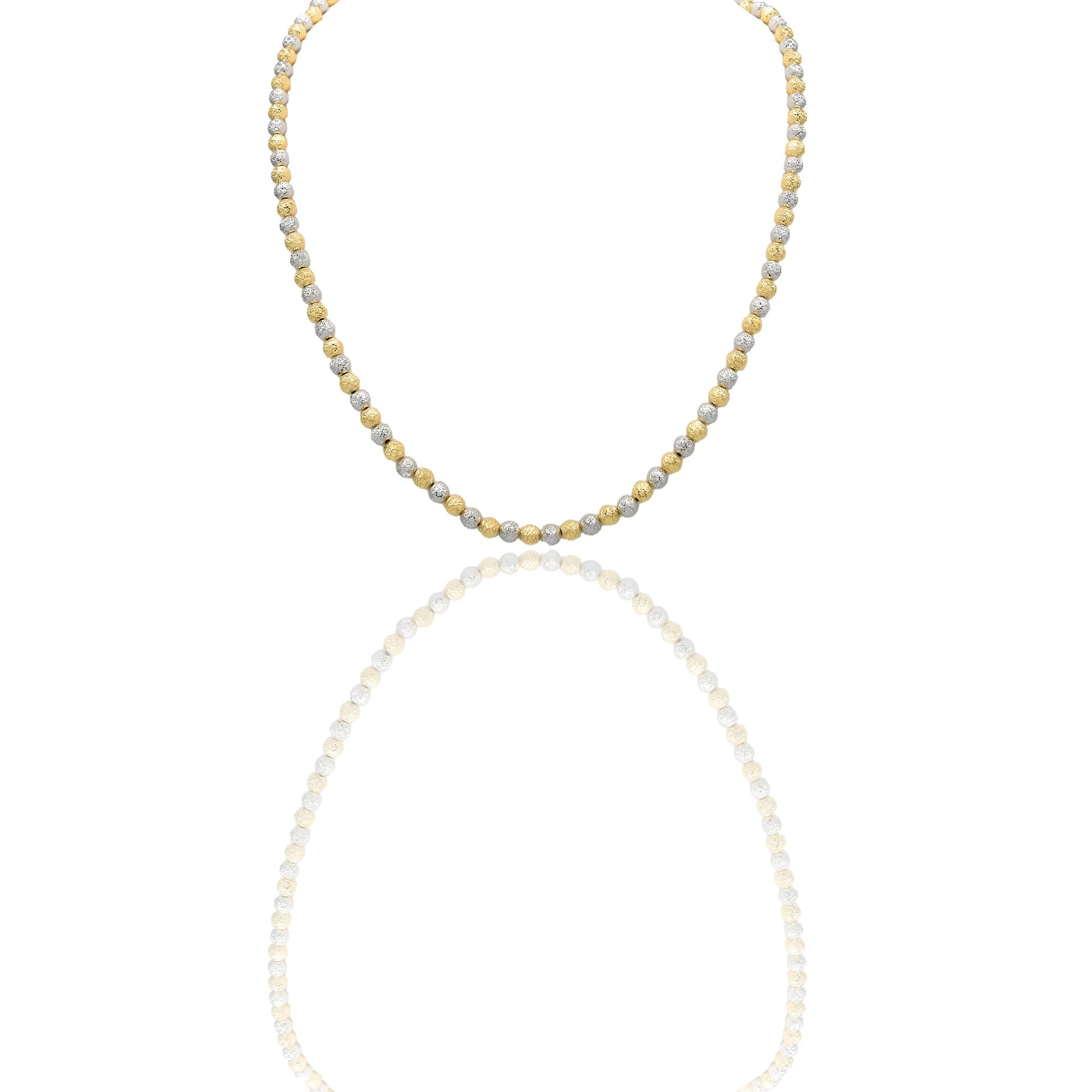 Collana Oro Giallo Oro Bianco Oro 18 carati Milleluci Solo Oro Lunghezza cm.50 sfera mm. 5