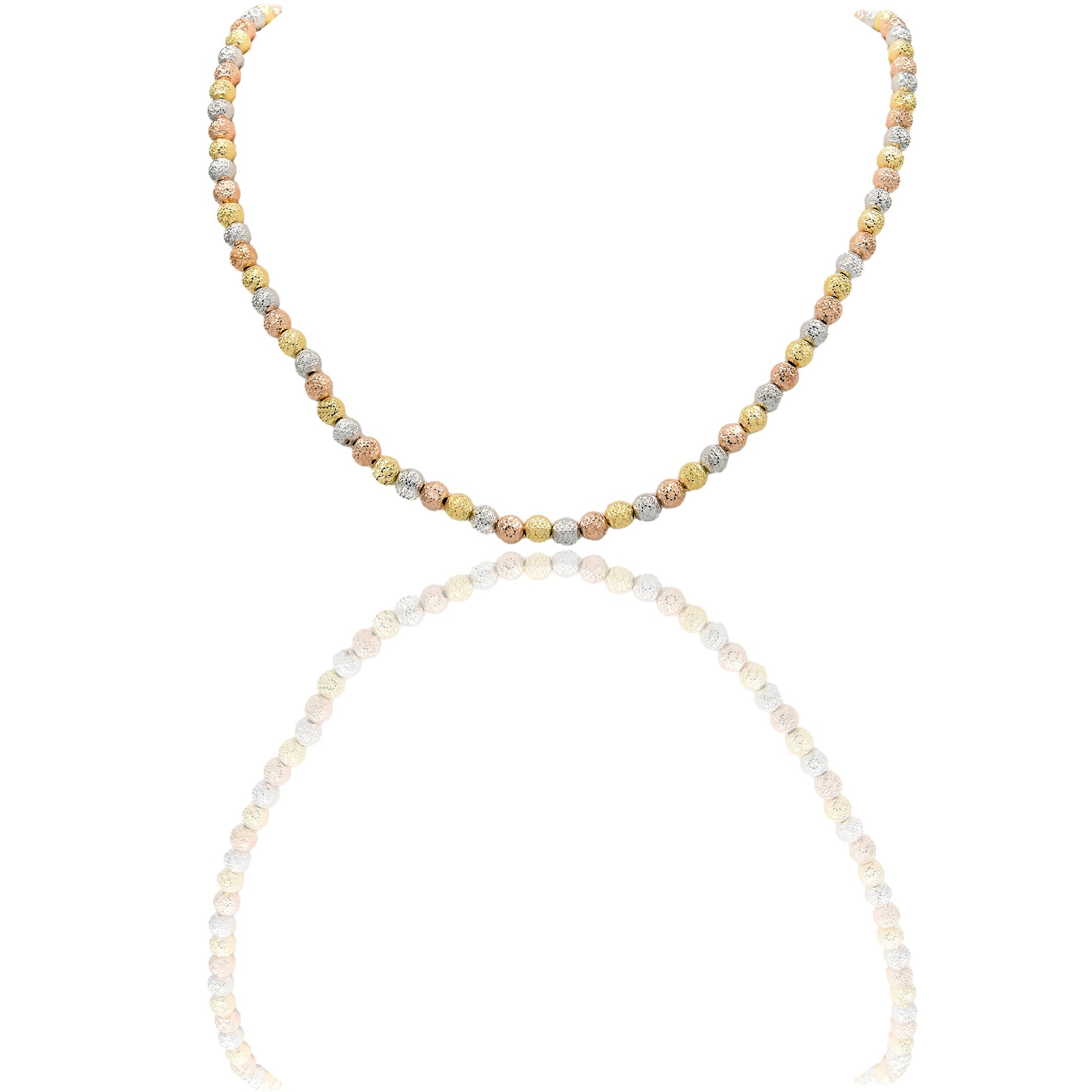 Collana Oro Giallo Oro Bianco, Oro Rosa Oro 18 carati Milleluci Solo Oro Lunghezza cm.50 sfera mm. 5