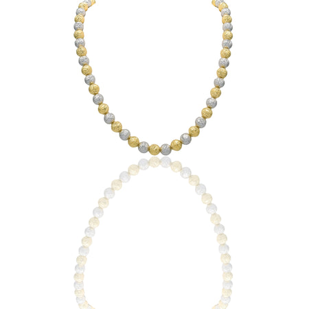 Collana Oro Giallo Oro Bianco Oro 18 carati Milleluci Solo Oro Lunghezza cm.70 sfera mm.10