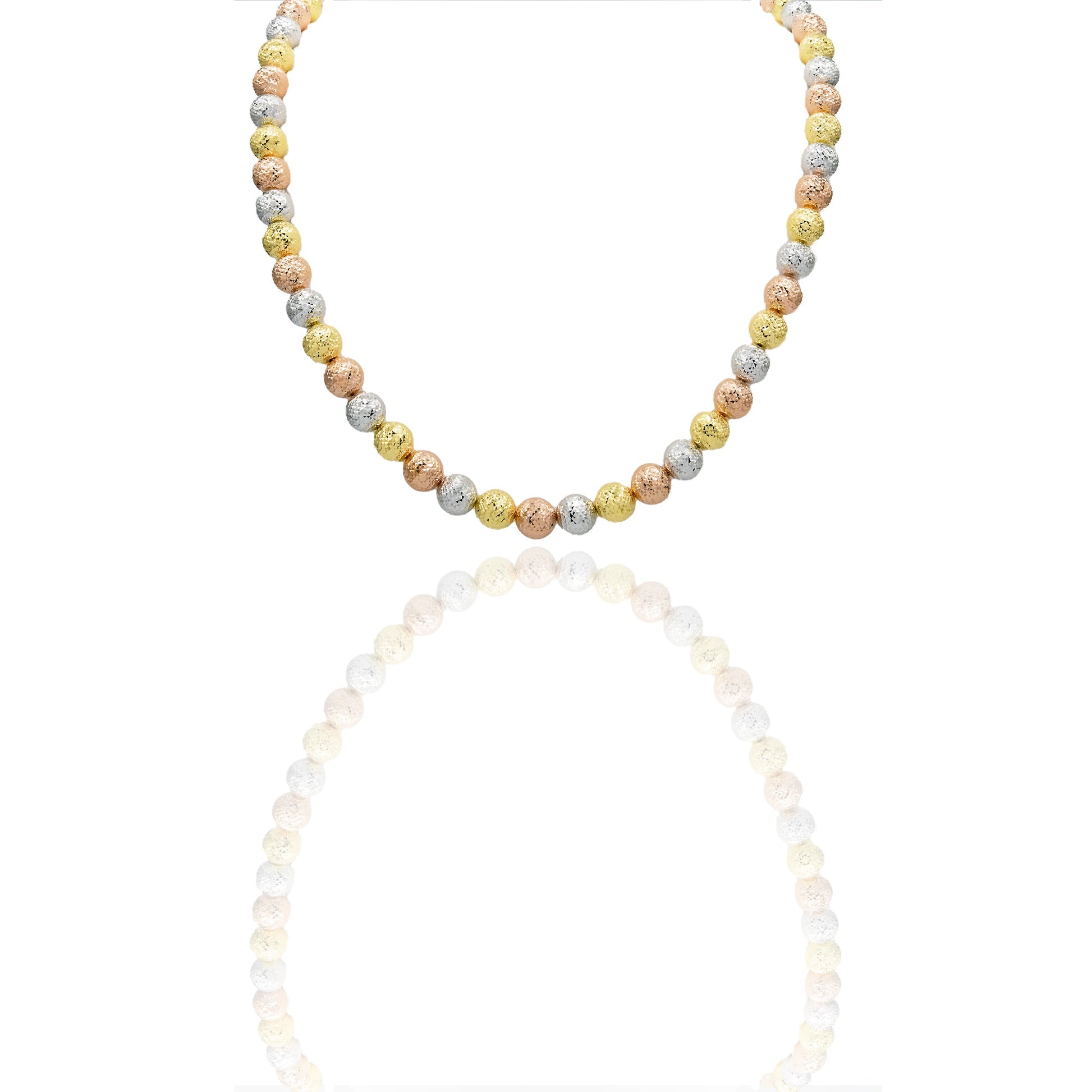 Collana Oro Giallo Oro Bianco, Oro Rosa Oro 18 carati Milleluci Solo Oro Lunghezza cm.70 sfera mm.10