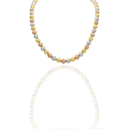 Collana Oro Giallo Oro Bianco, Oro Rosa Oro 18 carati Milleluci Solo Oro Lunghezza cm.70 sfera mm.10