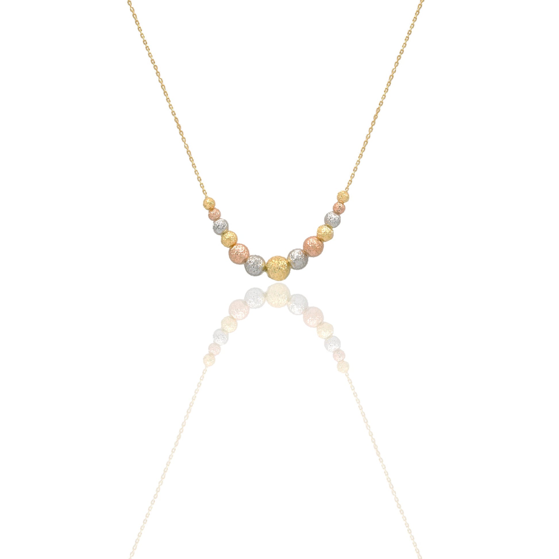 Collana Oro Giallo Oro Bianco, Oro Rosa Oro 18 carati Catenina Sfere a scalare Solo Oro Lunghezza cm. 45/50 sfera mm.3/4/5/6