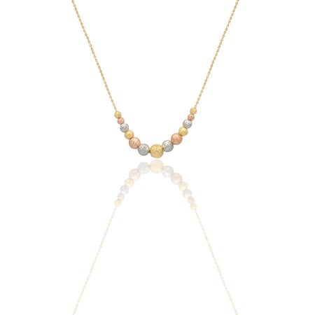 Collana Oro Giallo Oro Bianco, Oro Rosa Oro 18 carati Catenina Sfere a scalare Solo Oro Lunghezza cm. 45/50 sfera mm.3/4/5/6