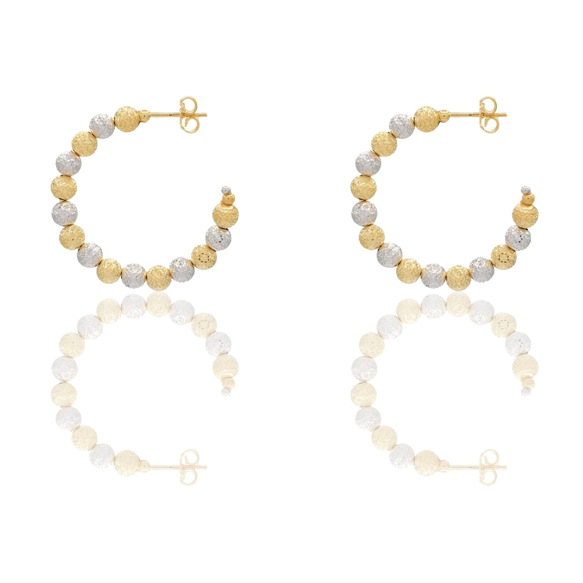 Orecchini Oro Giallo Oro Bianco Oro 18 carati Cerchi Milleluci Solo Oro diametro esterno cm.3 diametro sfera mm.5