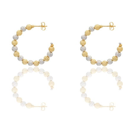 Orecchini Oro Giallo Oro Bianco Oro 18 carati Cerchi Milleluci Solo Oro diametro esterno cm.3 diametro sfera mm.5