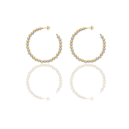 Orecchini Oro Giallo Oro Bianco Oro 18 carati Cerchi Milleluci Solo Oro diametro esterno cm.5 diametro sfera mm.5