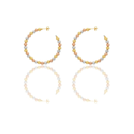 Orecchini Oro Bianco, Oro Giallo, Oro Rosa Oro 18 carati Cerchi Milleluci Solo Oro diametro esterno cm.5 diametro sfera mm.5