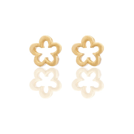 Orecchini Oro Giallo Oro 18 carati Sagoma Fiore Solo Oro