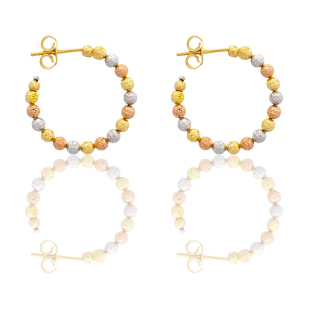 Orecchini Oro Bianco, Oro Giallo, Oro Rosa Oro 18 carati Cerchi Milleluci Solo Oro diametro esterno cm.2 diametro sfera mm.3