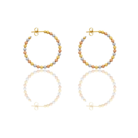 Orecchini Oro Bianco, Oro Giallo, Oro Rosa Oro 18 carati Cerchi Milleluci Solo Oro diametro esterno cm.3 diametro sfera mm.3