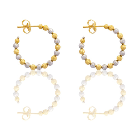 Orecchini Oro Giallo Oro Bianco Oro 18 carati Cerchi Milleluci Solo Oro diametro esterno cm.2 diametro sfera mm.3