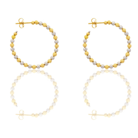 Orecchini Oro Giallo Oro Bianco Oro 18 carati Cerchi Milleluci Solo Oro diametro esterno cm.3 diametro sfera mm.3