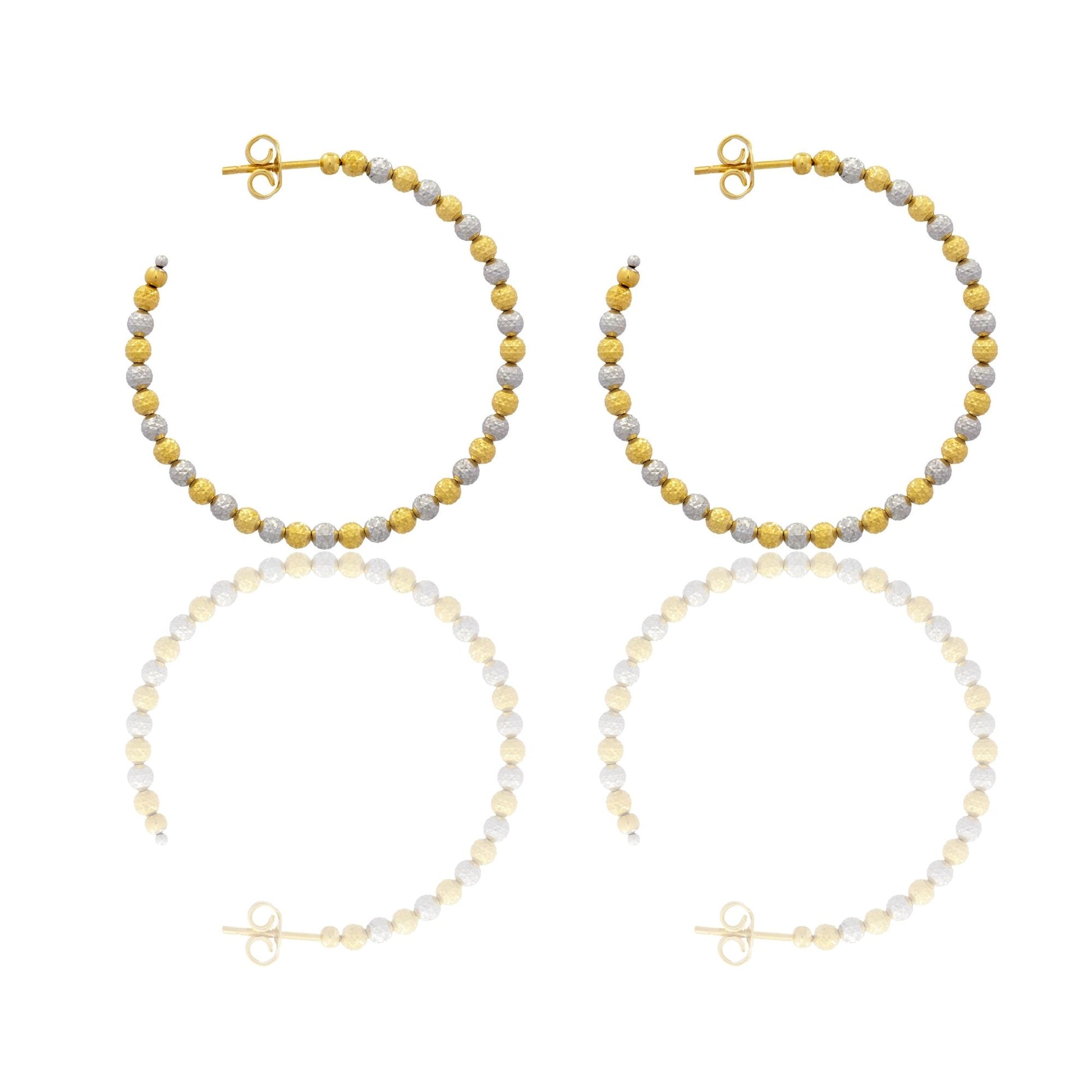 Orecchini Oro Giallo Oro Bianco Oro 18 carati Cerchi Milleluci Solo Oro diametro esterno cm.4 diametro sfera mm.3
