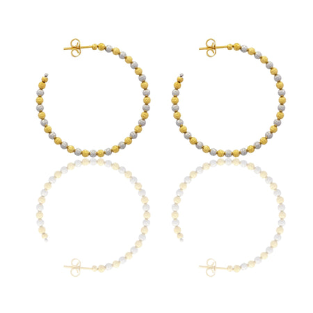 Orecchini Oro Giallo Oro Bianco Oro 18 carati Cerchi Milleluci Solo Oro diametro esterno cm.4 diametro sfera mm.3