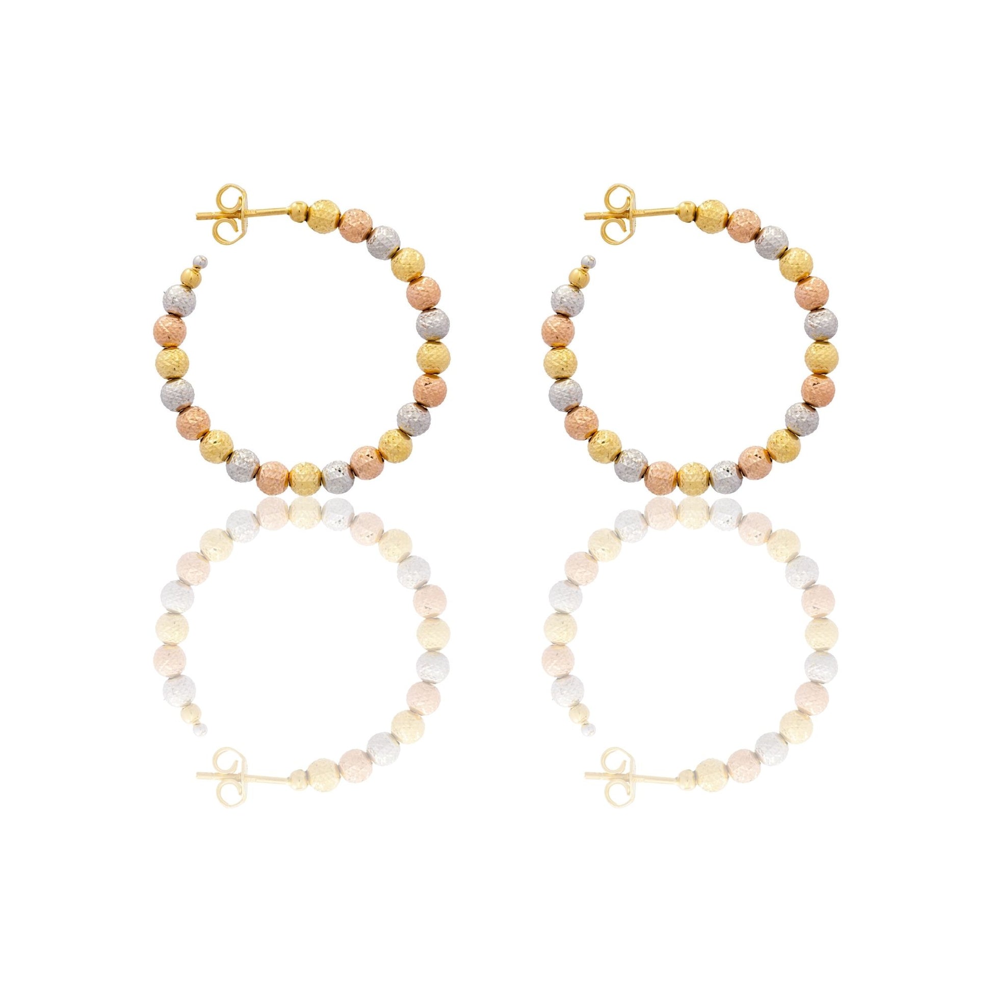 Orecchini Oro Bianco, Oro Giallo, Oro Rosa Oro 18 carati Cerchi Milleluci Solo Oro diametro esterno cm.3 diametro sfera mm.4