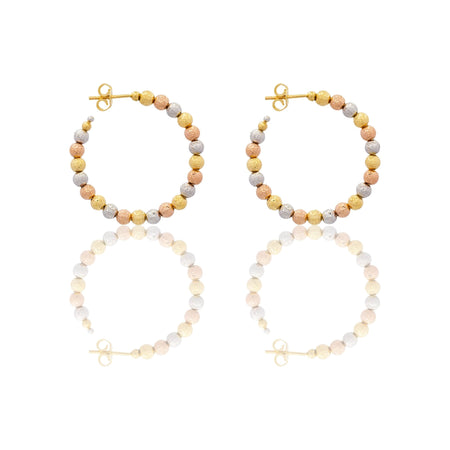 Orecchini Oro Bianco, Oro Giallo, Oro Rosa Oro 18 carati Cerchi Milleluci Solo Oro diametro esterno cm.3 diametro sfera mm.4