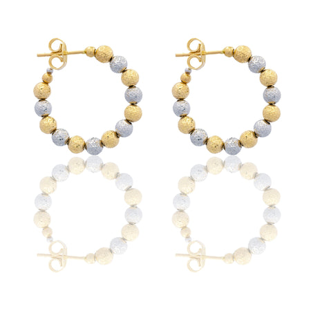 Orecchini Oro Giallo Oro Bianco Oro 18 carati Cerchi Milleluci Solo Oro diametro esterno cm.2 diametro sfera mm.4