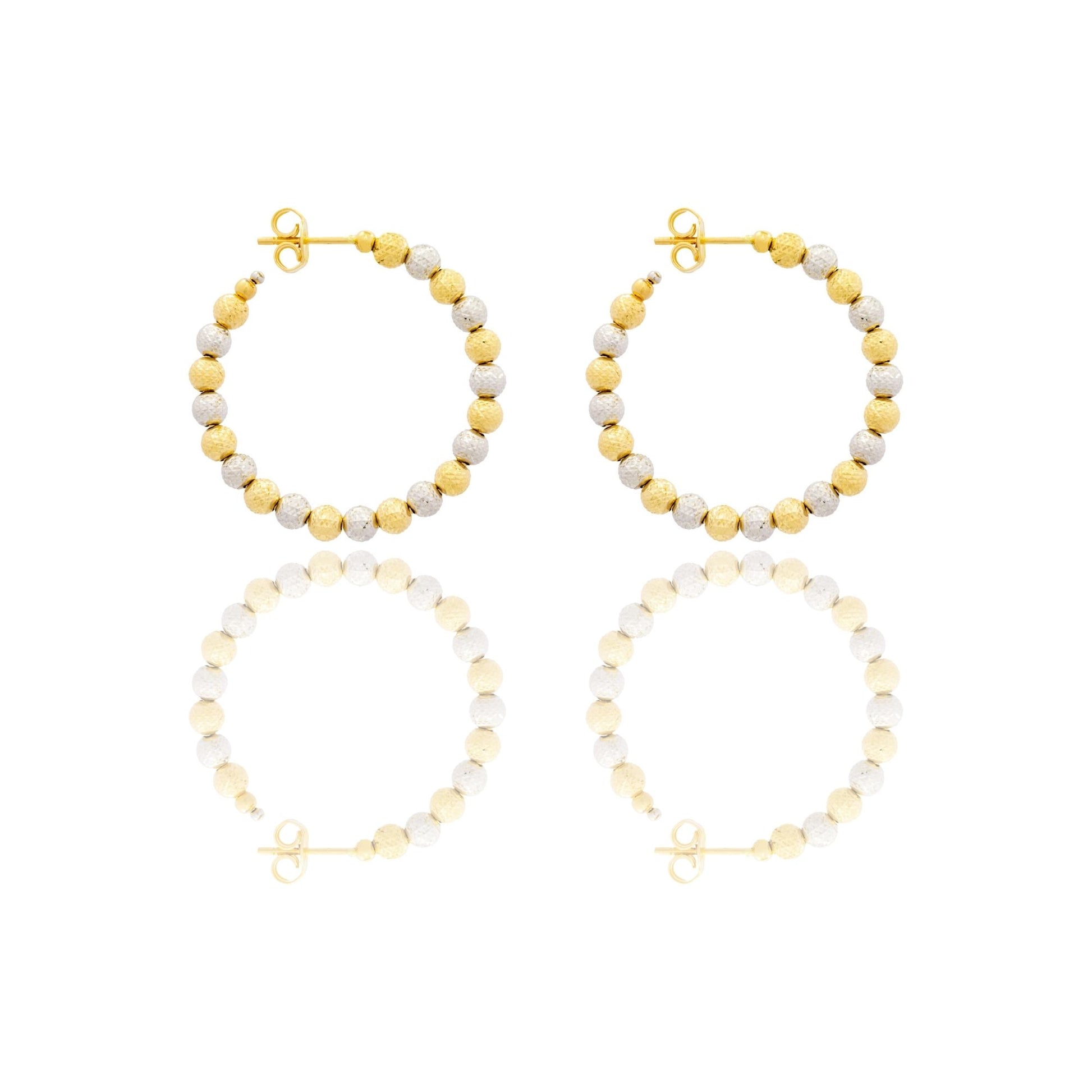 Orecchini Oro Bianco Oro 18 carati Volto Padre Pio Solo Oro diametro esterno cm.3 diametro sfera mm.4