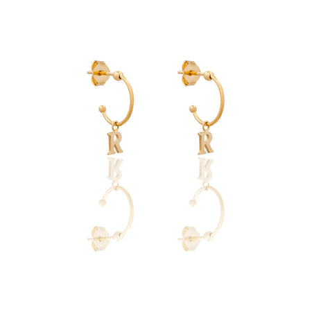 ORECCHINI DONNA CERCHIETTO CON LETTERA R