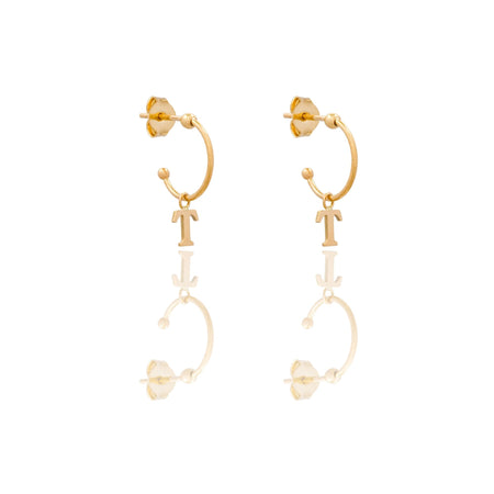 ORECCHINI DONNA CERCHIETTO CON LETTERA T