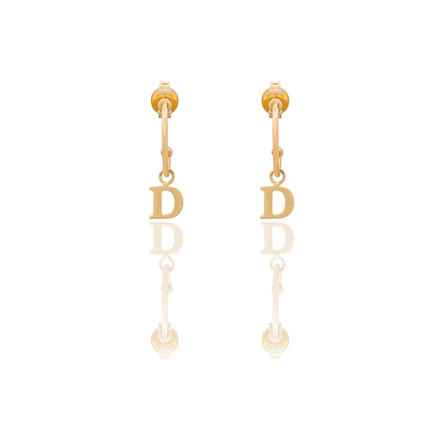 Orecchini Oro Giallo Oro 18 carati Cerchietto Con Lettera D Solo Oro